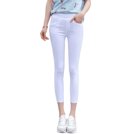 Frauen hohe Taille weiß dünne Leggings, Sommer achtzehn adeazant plonnings, kleine Fuß plonnings sie... MedSurgery Store für digitale Gesundheit