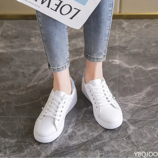 Damen Neue Weiße Schuhe, Modische Atmungsaktive Flache Schuhe, Leder Schnürschuh Freizeitschuhe, Bequeme und Vielseitige Turnschuhe für Frauen MedSurgery Store For Digital Health
