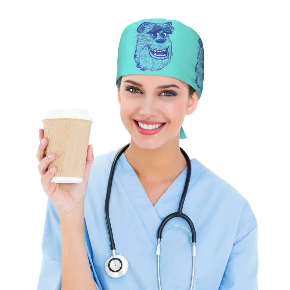 Personalisierte verstellbare Arbeitsmütze mit Monsters University Cartoon, chirurgische Mütze für Männer und Frauen, chirurgische Mütze für Krankenschwestern, Ärzte und Chirurgen MedSurgery Store For Digital Health