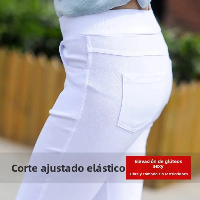Frauen hohe Taille weiß dünne Leggings, Sommer achtzehn adeazant plonnings, kleine Fuß plonnings sie... MedSurgery Store für digitale Gesundheit