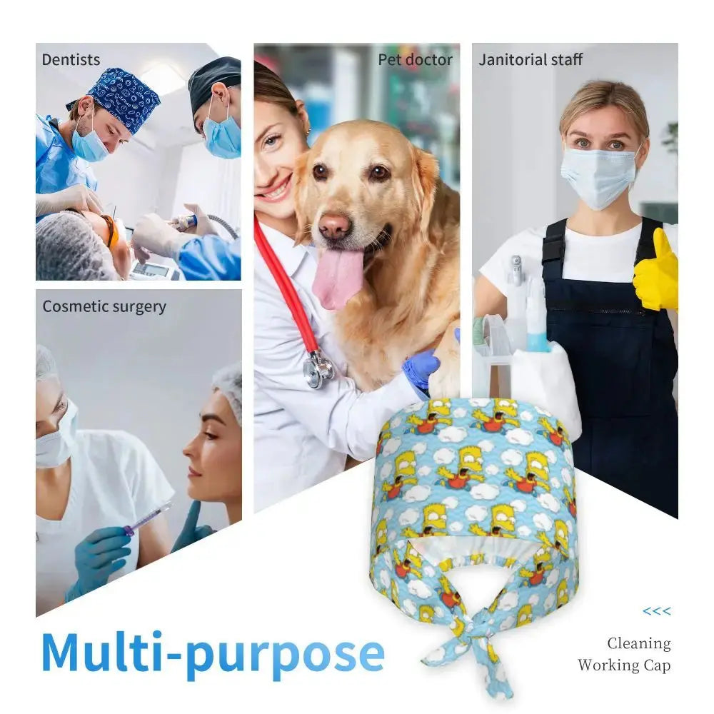 Personalisierte Die Simpsons Cartoon Cartoon medizinisches Personal Scrubs Hut Männer Frauen medizinische Krankenpflege chirurgische Scrub Kappen MedSurgery Store für digitale Gesundheit