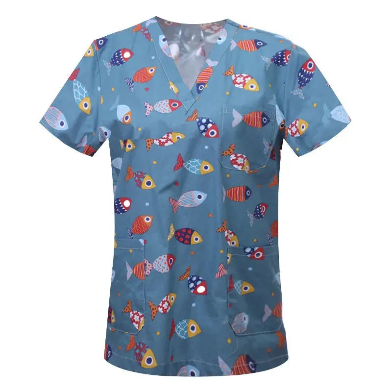 Cartoon Tier drucken Baumwollbluse, chirurgische Scrubs für Tierklinik, Krankenhaus, Krankenpflege CJdropshipping