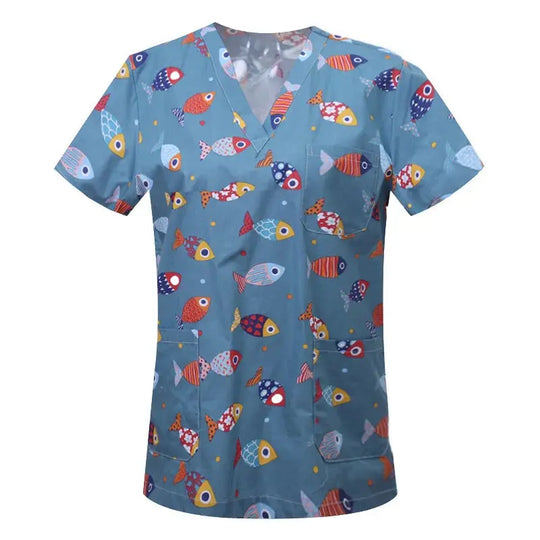 Cartoon Tier drucken Baumwollbluse, chirurgische Scrubs für Tierklinik, Krankenhaus, Krankenpflege CJdropshipping