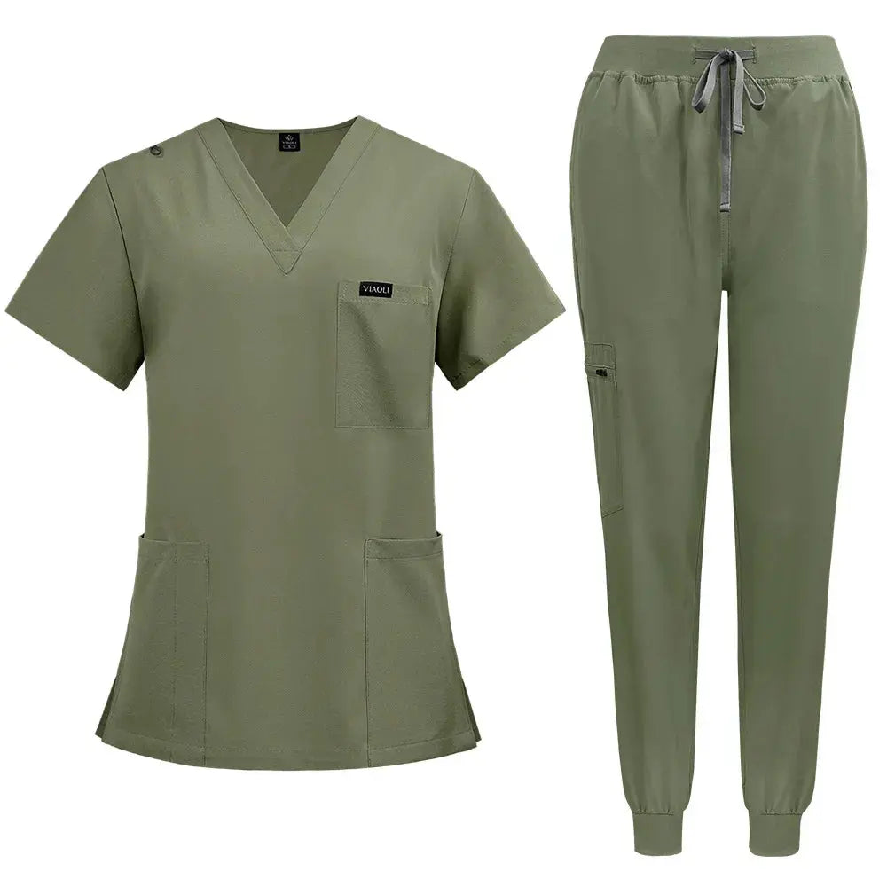 Kurzärmelige Scrubs für Frauen - Krankenschwester Scrubs Komfortable und schützende Scrubs für Krankenhaus, Isolierung und Hautpflege (94% Polyester + 6% Spandex) CJdropshipping