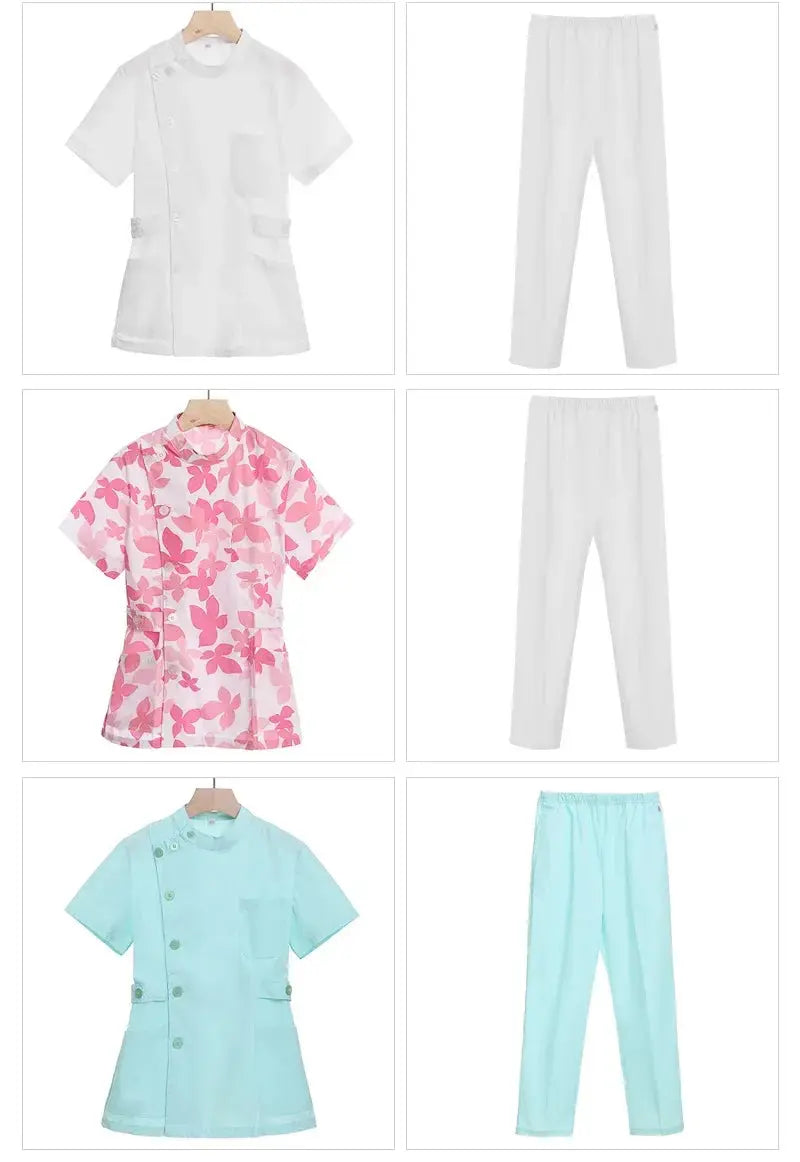 Rosa kurzes OP-Set, medizinische Uniform für Krankenschwester und Arzt, Damenbekleidung, zweiteiliger Krankenpflegeanzug, Schönheitssalon Krankenhauskleid mit Logo MedSurgery Store For Digital Health