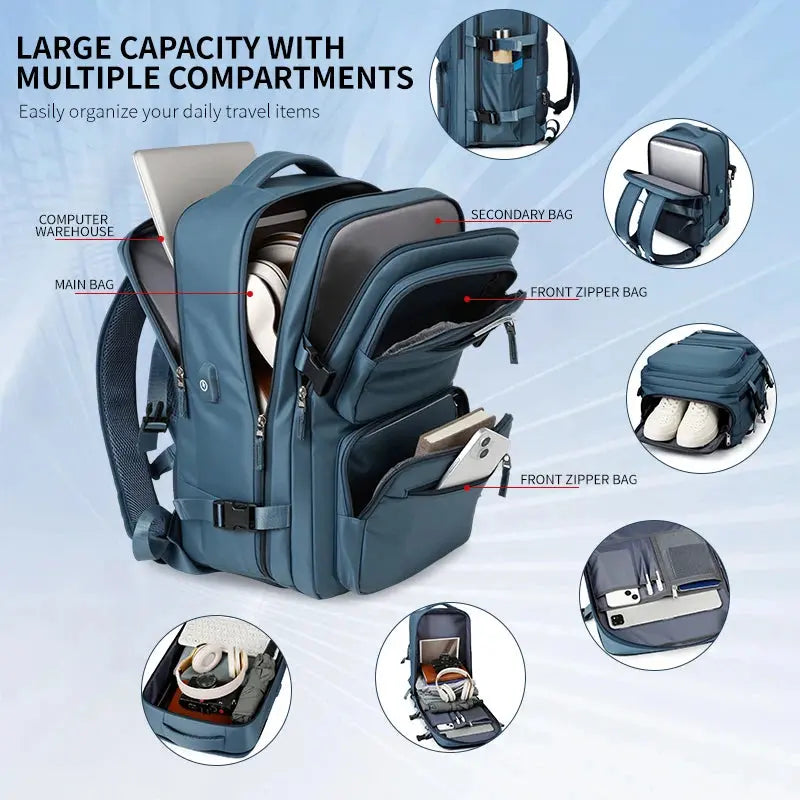 Großer Reiserucksack für Frauen und Männer, Kabinentasche, multifunktionaler wasserdichter Flugzeugrucksack mit USB-Ladefunktion, diebstahlsicherer Rucksack MedSurgery Store For Digital Health