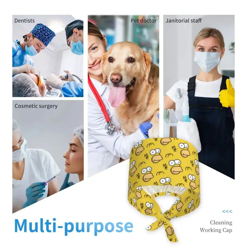 Personalisierte Die Simpsons Cartoon Cartoon medizinisches Personal Scrubs Hut Männer Frauen medizinische Krankenpflege chirurgische Scrub Kappen MedSurgery Store für digitale Gesundheit