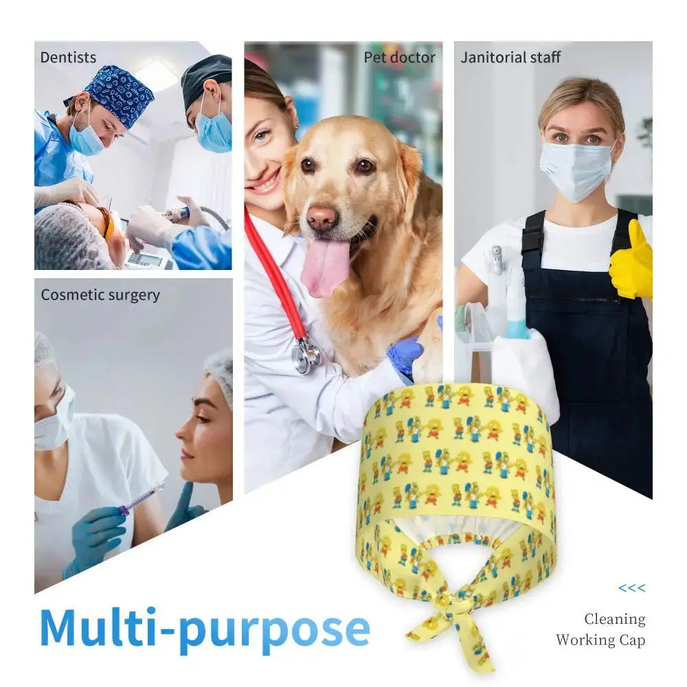 Personalisierte Die Simpsons Cartoon Cartoon medizinisches Personal Scrubs Hut Männer Frauen medizinische Krankenpflege chirurgische Scrub Kappen MedSurgery Store für digitale Gesundheit
