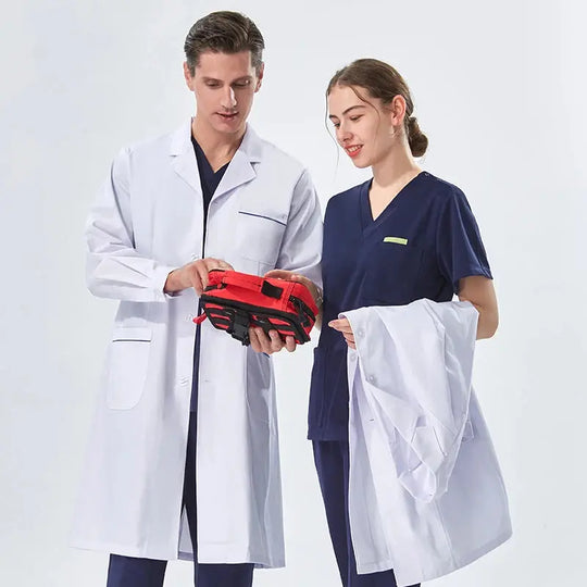 Günstiger weißer Laborkittel für Frauen, Männer, Studenten, Chemie, medizinische Fachkräfte, Krankenschwester, Langarm, Arztkittel XK002 MedSurgery Store For Digital Health