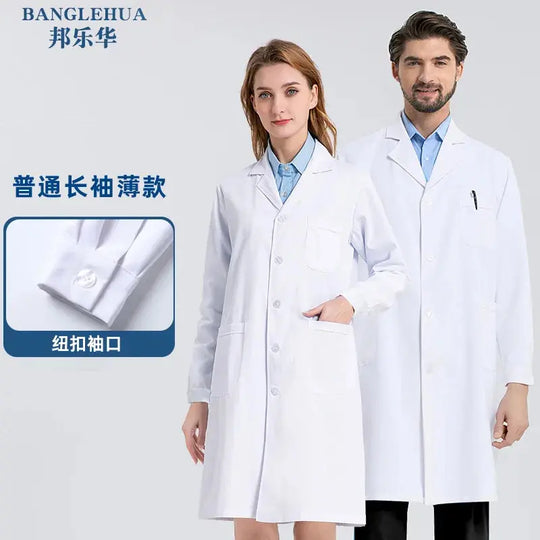 Medizinischer Kittel aus weißer Baumwolle und Polyester, Laborkittel für Wissenschaftler, Arbeitskleidung für Ärzte, Uniform, Lebensmittelkittel, Laborkittel, Herrenkittel MedSurgery Store For Digital Health