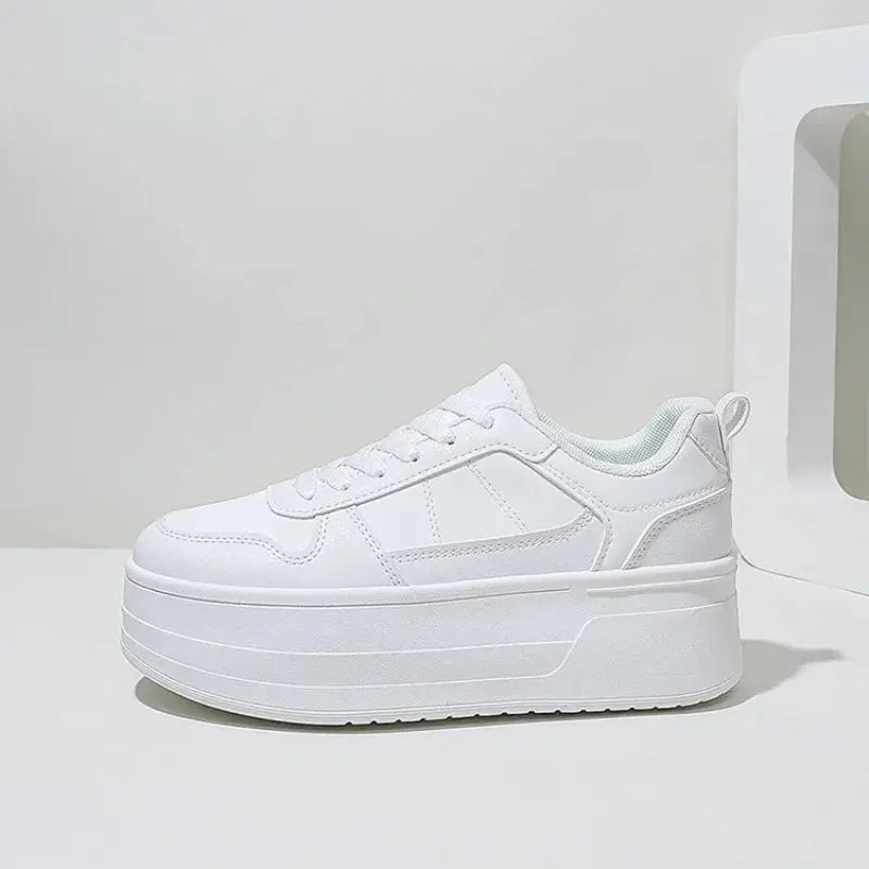 Weiße Turnschuhe für Frauen, hochwertige Freizeitschuhe aus Leder, High-Top-Sneaker für Frauen, vulkanisierte Plateauschuhe MedSurgery Store For Digital Health