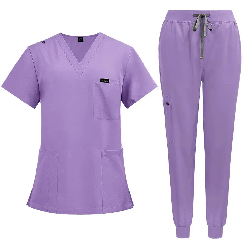 Kurzärmelige Scrubs für Frauen - Krankenschwester Scrubs Komfortable und schützende Scrubs für Krankenhaus, Isolierung und Hautpflege (94% Polyester + 6% Spandex) CJdropshipping