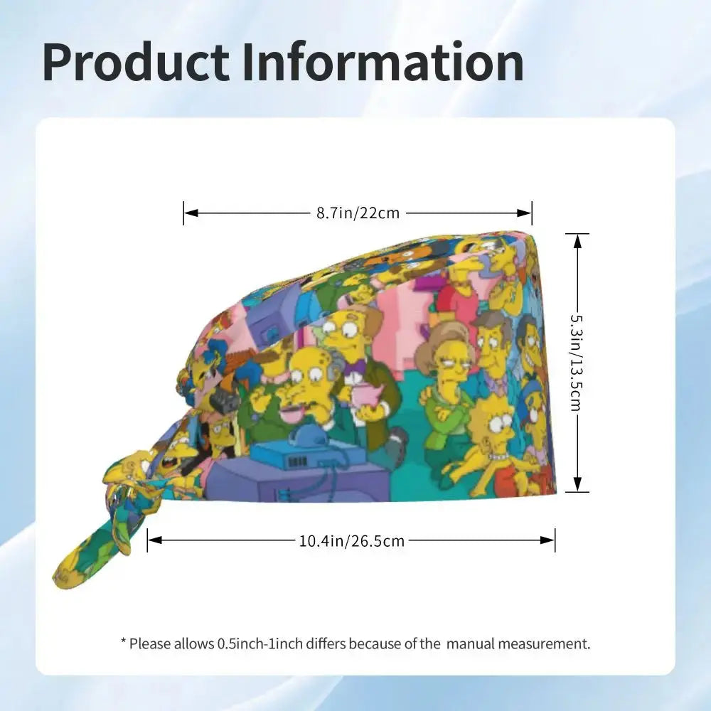 Personalisierte Die Simpsons Cartoon Cartoon medizinisches Personal Scrubs Hut Männer Frauen medizinische Krankenpflege chirurgische Scrub Kappen MedSurgery Store für digitale Gesundheit