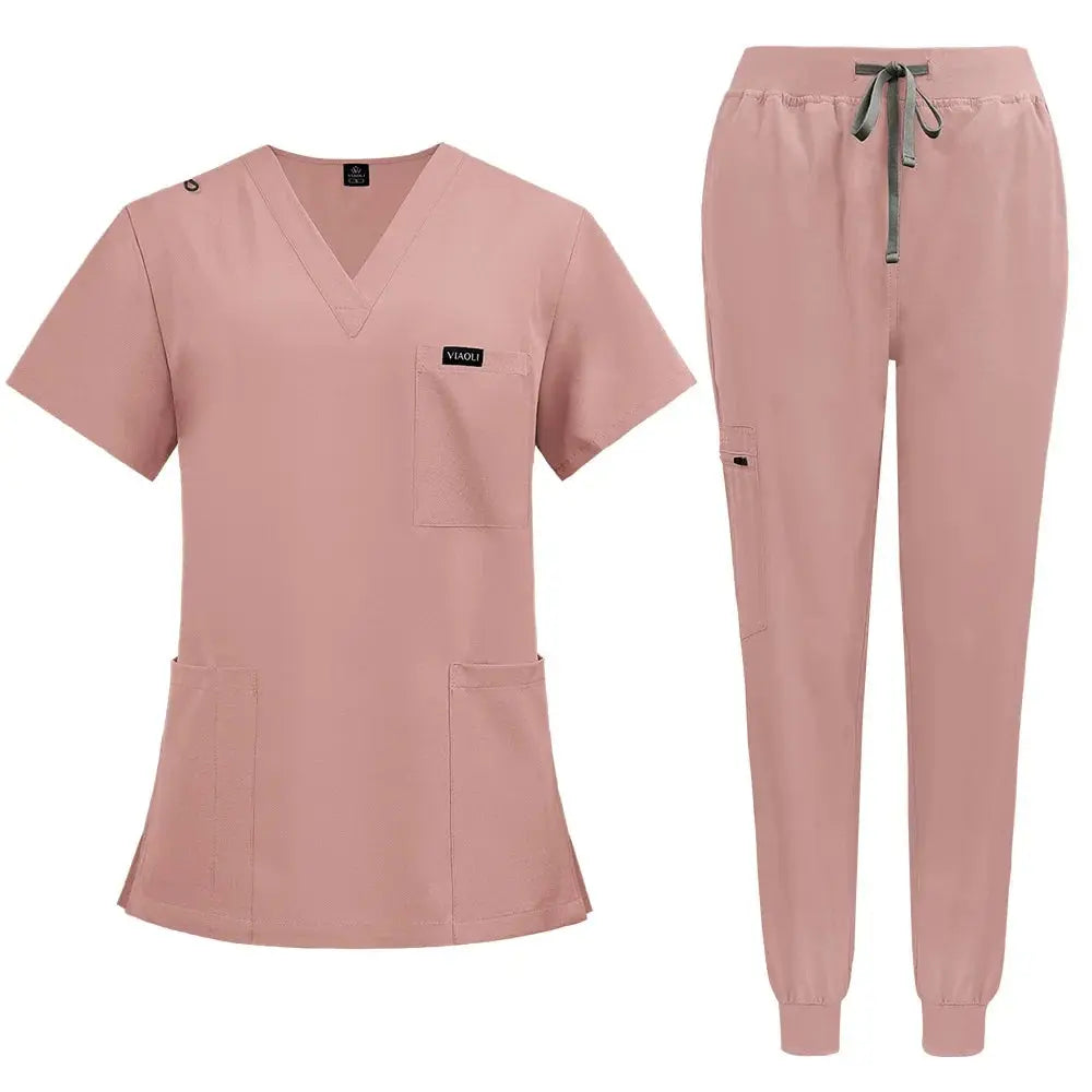 Kurzärmelige Scrubs für Frauen - Krankenschwester Scrubs Komfortable und schützende Scrubs für Krankenhaus, Isolierung und Hautpflege (94% Polyester + 6% Spandex) CJdropshipping