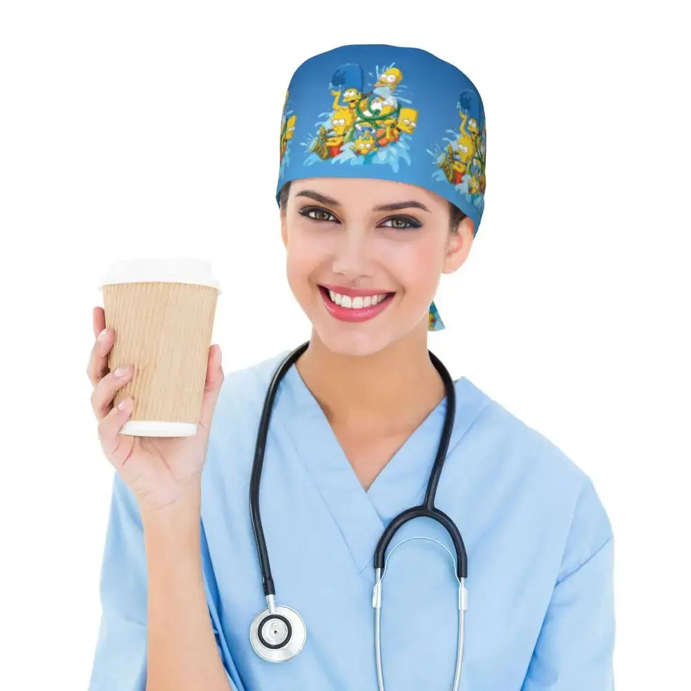Personalisierte Die Simpsons Cartoon Cartoon medizinisches Personal Scrubs Hut Männer Frauen medizinische Krankenpflege chirurgische Scrub Kappen MedSurgery Store für digitale Gesundheit