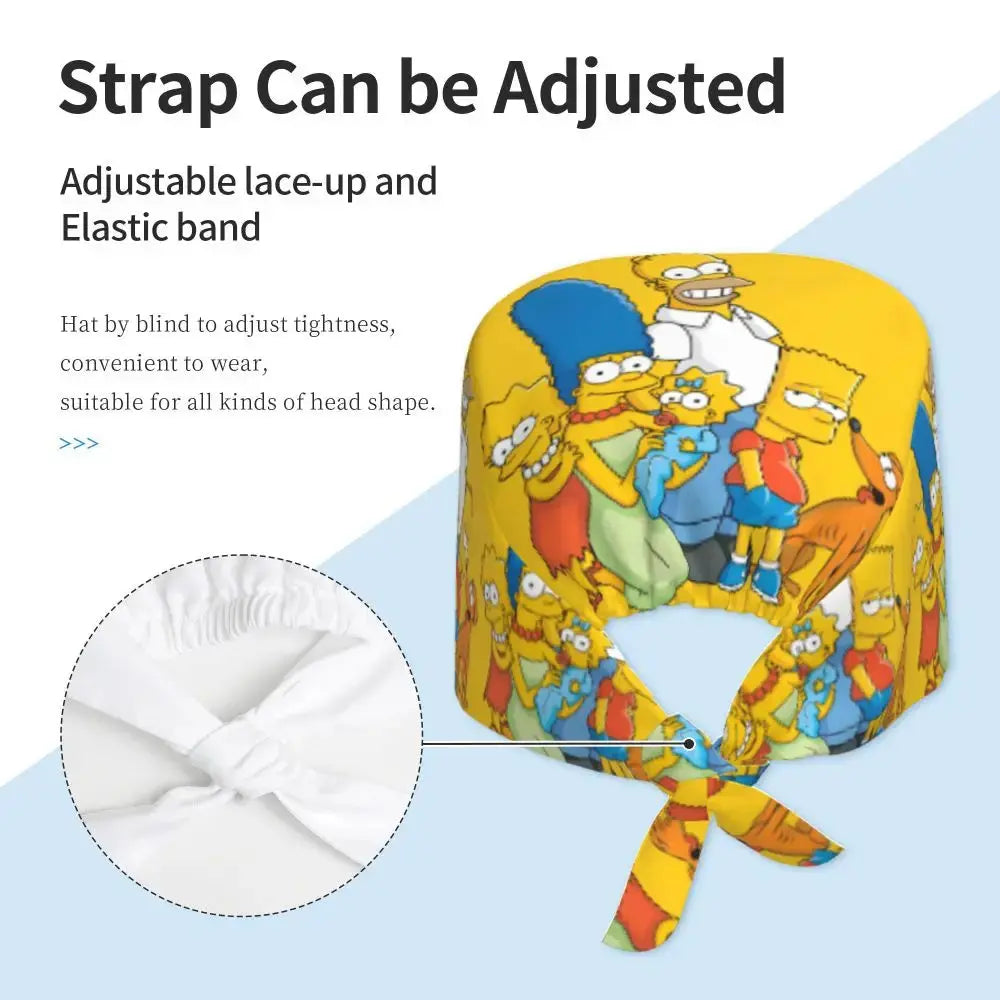 Personalisierte Die Simpsons Cartoon Cartoon medizinisches Personal Scrubs Hut Männer Frauen medizinische Krankenpflege chirurgische Scrub Kappen MedSurgery Store für digitale Gesundheit