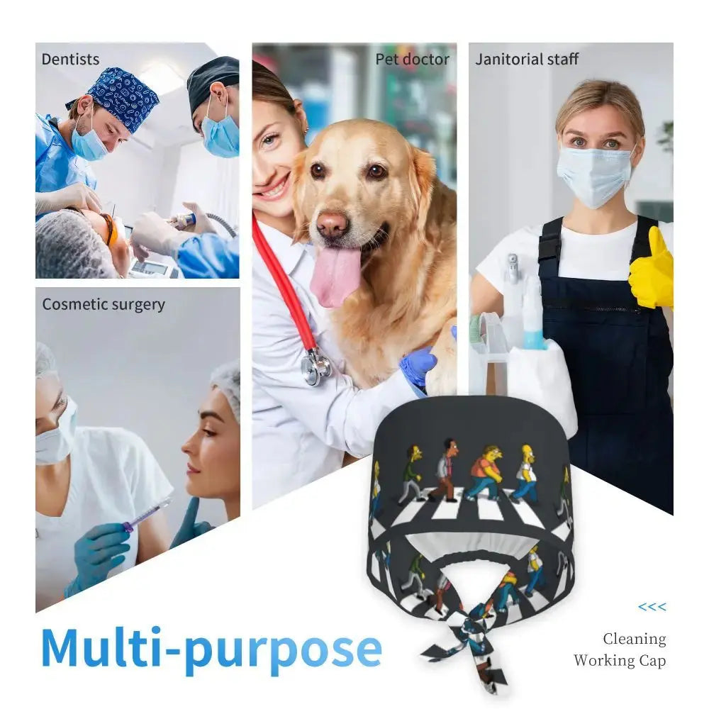 Personalisierte Die Simpsons Cartoon Cartoon medizinisches Personal Scrubs Hut Männer Frauen medizinische Krankenpflege chirurgische Scrub Kappen MedSurgery Store für digitale Gesundheit
