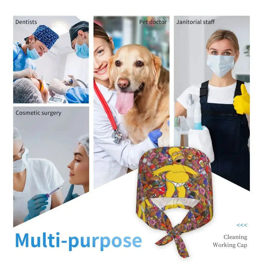 Personalisierte Die Simpsons Cartoon Cartoon medizinisches Personal Scrubs Hut Männer Frauen medizinische Krankenpflege chirurgische Scrub Kappen MedSurgery Store für digitale Gesundheit