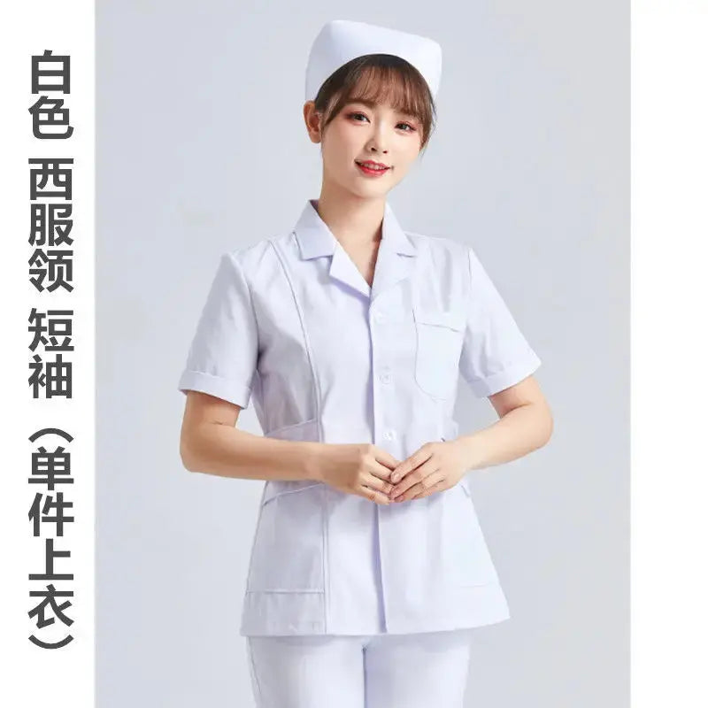 Elite White Krankenschwester Uniform - Frauen Kurzarm verstellbare Scrub Top CJdropshipping