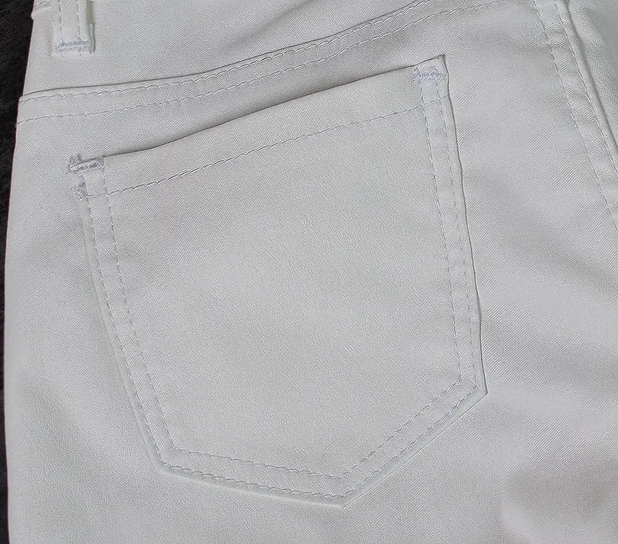 Damenhose mit niedriger Leibhöhe, eng anliegende elastische Hose mit Doppelreißverschluss, weiße Kunstlederhose für Damen MedSurgery Store For Digital Health