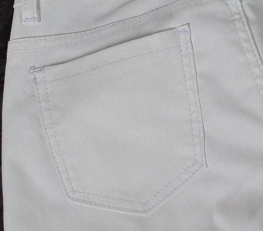 Damenhose mit niedriger Leibhöhe, eng anliegende elastische Hose mit Doppelreißverschluss, weiße Kunstlederhose für Damen MedSurgery Store For Digital Health