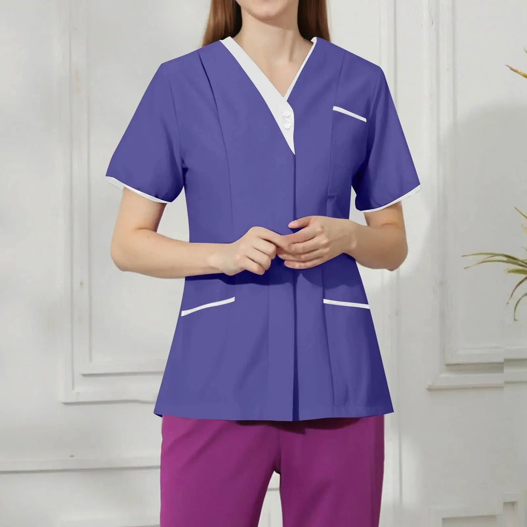 Filipina Medical Elite ISHOWTIENDA - Ergonomische Kurzarm-Klinikuniform mit V-Ausschnitt CJdropshipping