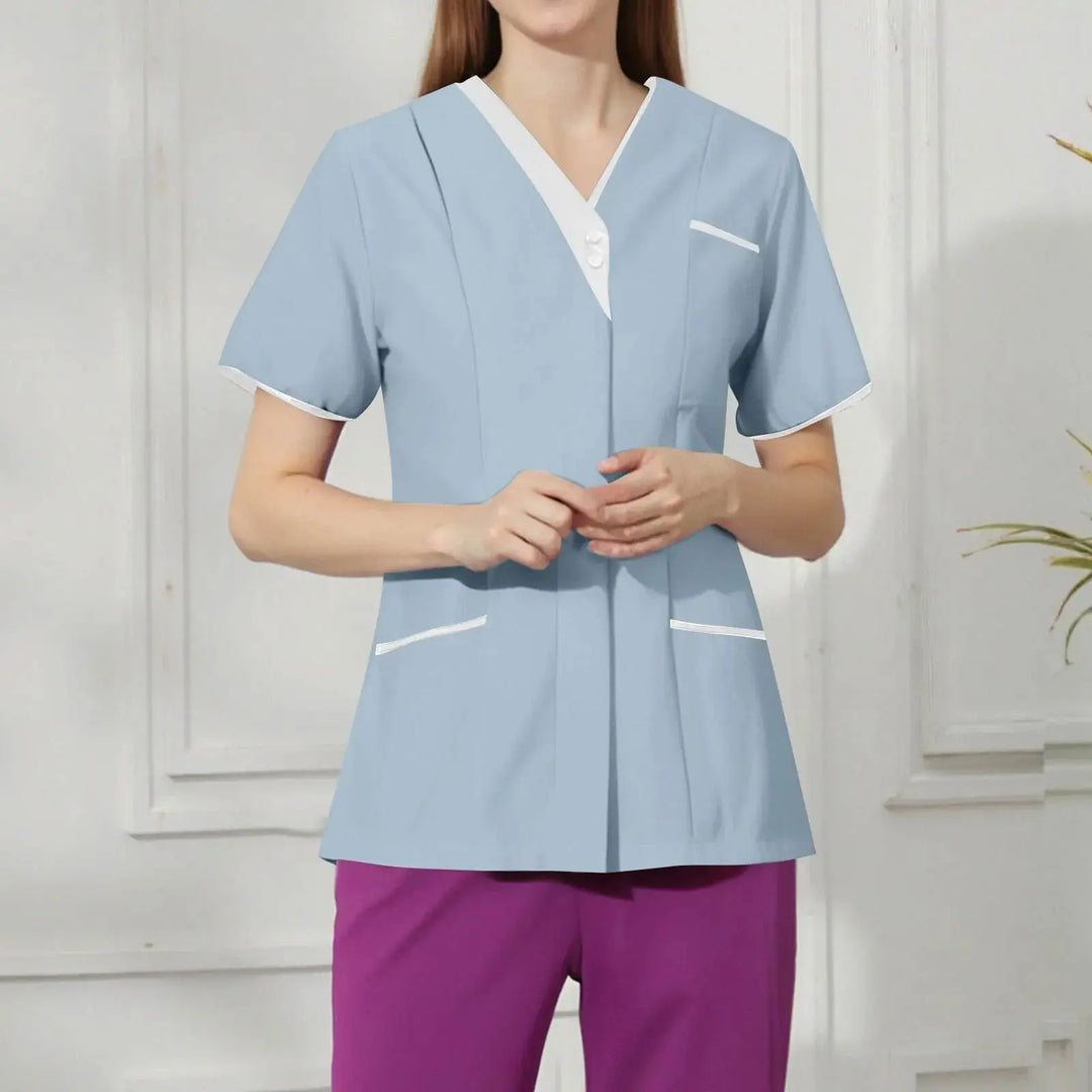Filipina Medical Elite ISHOWTIENDA - Ergonomische Kurzarm-Klinikuniform mit V-Ausschnitt CJdropshipping