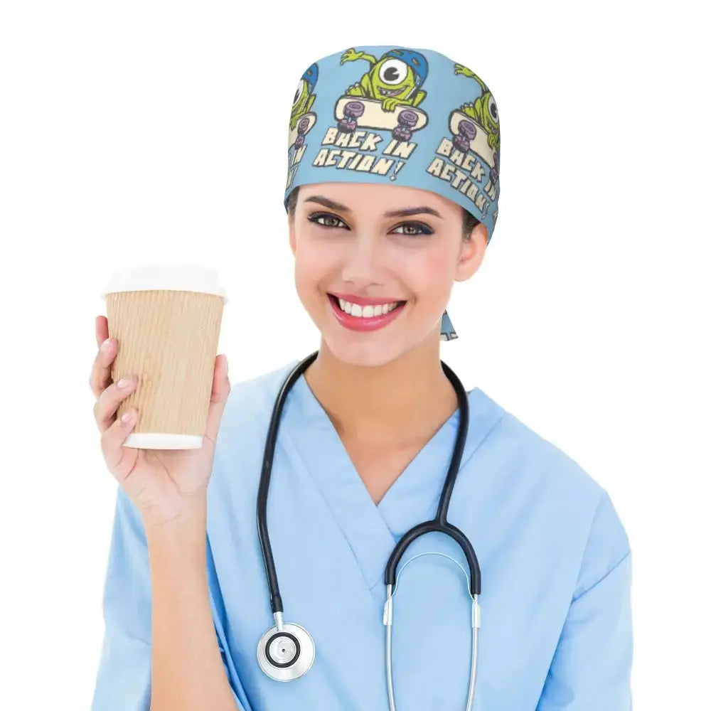 Personalisierte verstellbare Arbeitsmütze mit Monsters University Cartoon, chirurgische Mütze für Männer und Frauen, chirurgische Mütze für Krankenschwestern, Ärzte und Chirurgen MedSurgery Store For Digital Health