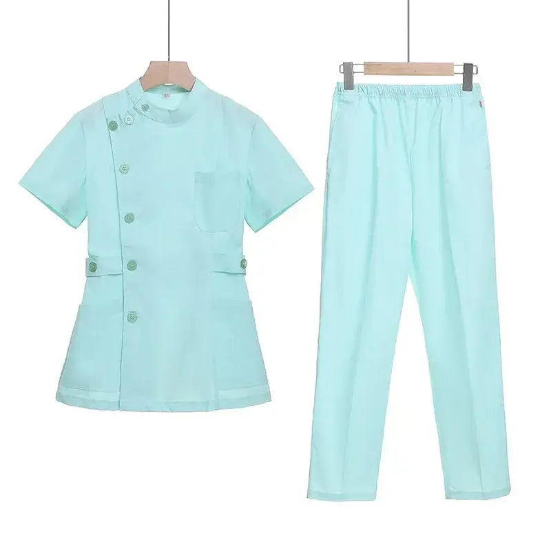 Rosa kurzes OP-Set, medizinische Uniform für Krankenschwester und Arzt, Damenbekleidung, zweiteiliger Krankenpflegeanzug, Schönheitssalon Krankenhauskleid mit Logo MedSurgery Store For Digital Health