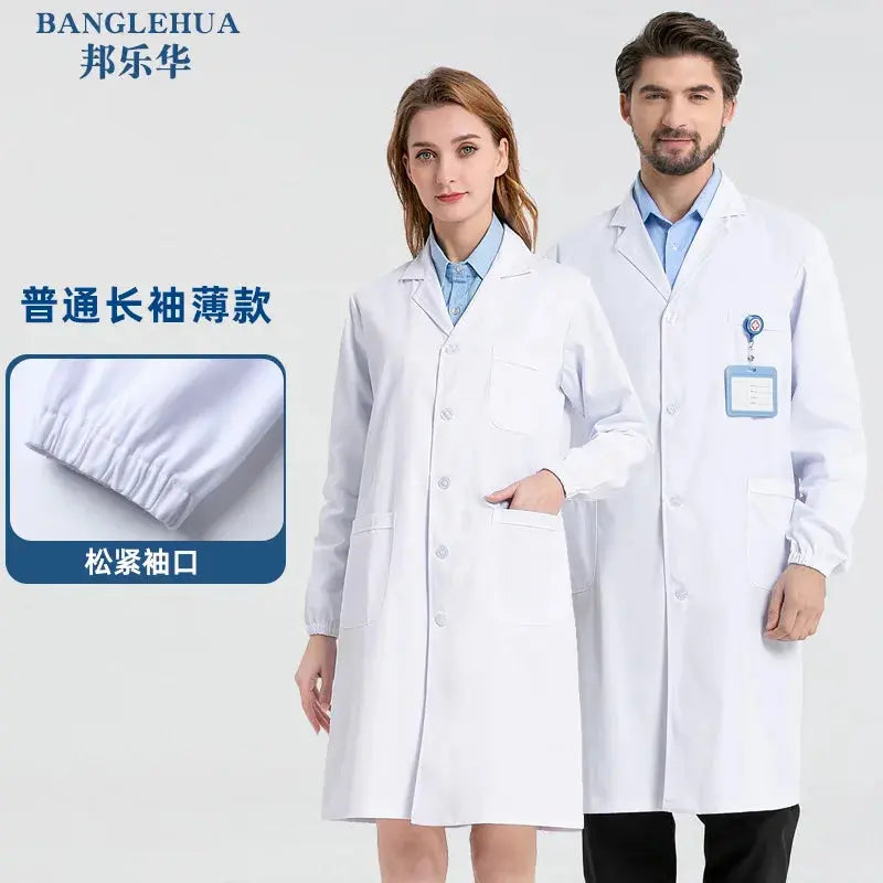 Medizinischer Kittel aus weißer Baumwolle und Polyester, Laborkittel für Wissenschaftler, Arbeitskleidung für Ärzte, Uniform, Lebensmittelkittel, Laborkittel, Herrenkittel MedSurgery Store For Digital Health