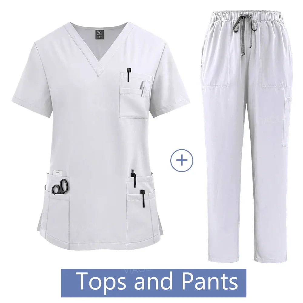 Frauen medizinische Uniform, Krankenhaus Scrubs Set, Großhandel, Krankenpflege Uniformen, Apotheke und Gesundheitswesen Klinik Arbeitskleidung CJdropshipping