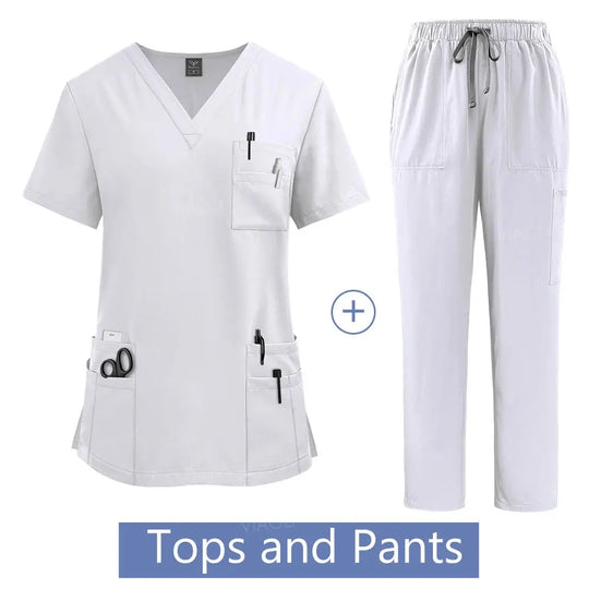 Frauen medizinische Uniform, Krankenhaus Scrubs Set, Großhandel, Krankenpflege Uniformen, Apotheke und Gesundheitswesen Klinik Arbeitskleidung CJdropshipping