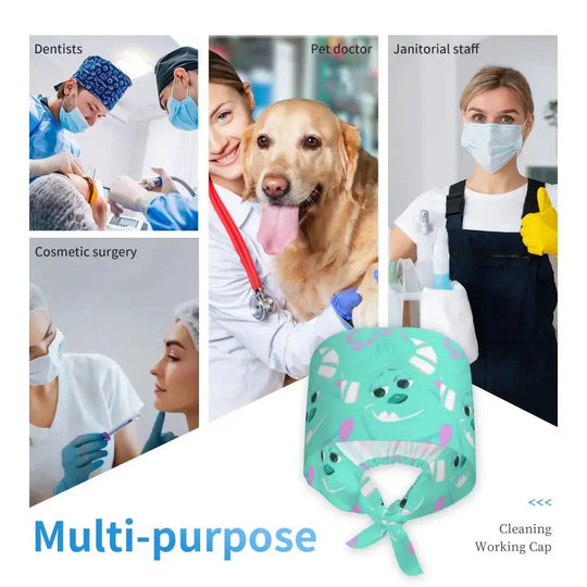 Personalisierte verstellbare Arbeitsmütze mit Monsters University Cartoon, chirurgische Mütze für Männer und Frauen, chirurgische Mütze für Krankenschwestern, Ärzte und Chirurgen MedSurgery Store For Digital Health