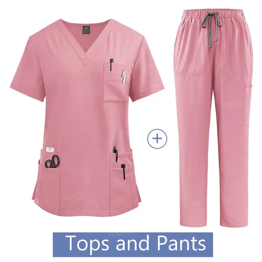 Frauen medizinische Uniform, Krankenhaus Scrubs Set, Großhandel, Krankenpflege Uniformen, Apotheke und Gesundheitswesen Klinik Arbeitskleidung CJdropshipping