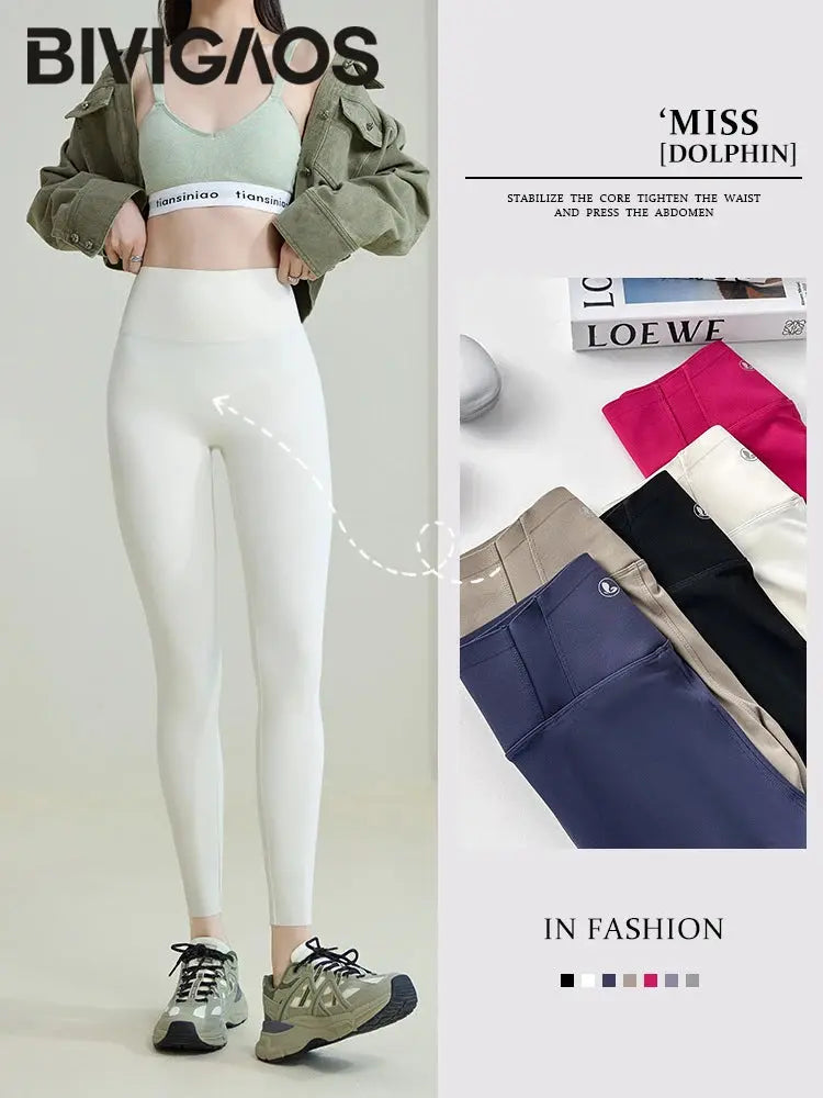 BIVIGAOS 2025 Frühling Sommer Neu Rot Pflaume 3D Nackt Gefühl Nackt Haifischhaut Leggings Schlank Frauen Sexy Sport Yoga Push Up Fitness Leggings MedSurgery Store For Digital Health