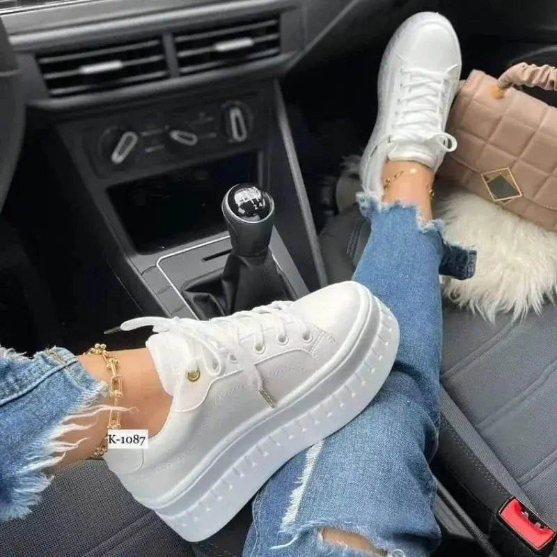 Weiße Schuhe, Damen Freizeitschuhe, Neue 2025 Plateau-Sneakers, Einfarbige Damenschuhe, Trendige Leichte PU Vulkanisierte Schuhe MedSurgery Store For Digital Health