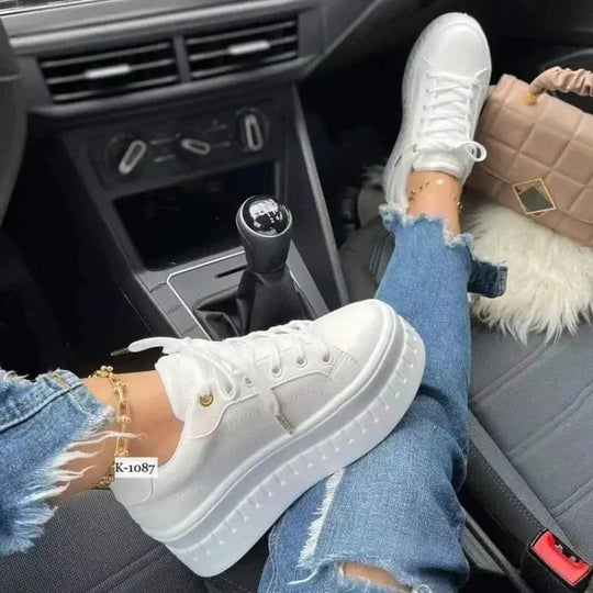 Weiße Schuhe, Damen Freizeitschuhe, Neue 2025 Plateau-Sneakers, Einfarbige Damenschuhe, Trendige Leichte PU Vulkanisierte Schuhe MedSurgery Store For Digital Health