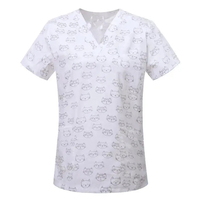 Cartoon Tier drucken Baumwollbluse, chirurgische Scrubs für Tierklinik, Krankenhaus, Krankenpflege CJdropshipping