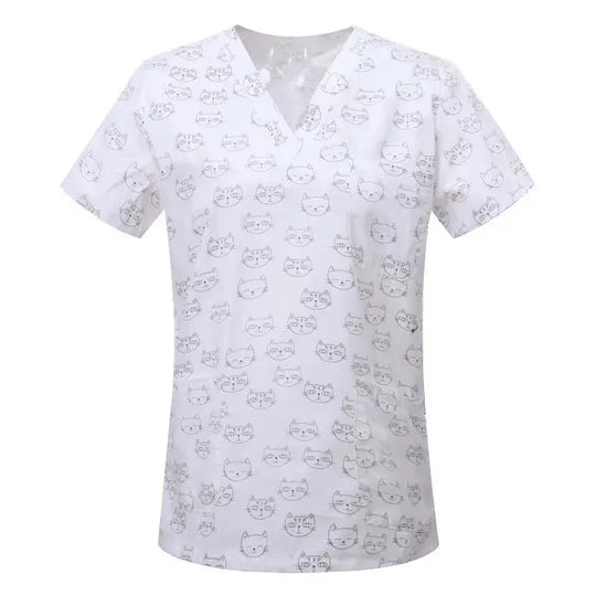 Cartoon Tier drucken Baumwollbluse, chirurgische Scrubs für Tierklinik, Krankenhaus, Krankenpflege CJdropshipping