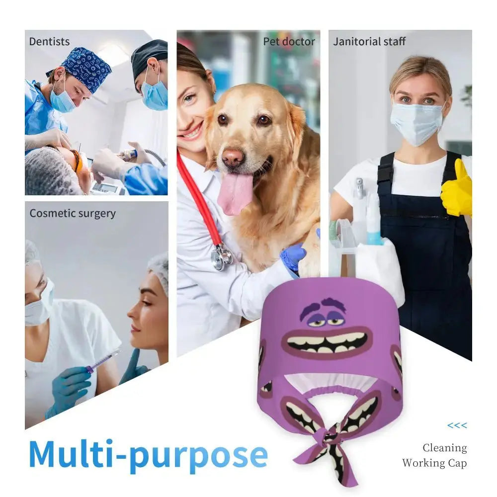 Personalisierte verstellbare Arbeitsmütze mit Monsters University Cartoon, chirurgische Mütze für Männer und Frauen, chirurgische Mütze für Krankenschwestern, Ärzte und Chirurgen MedSurgery Store For Digital Health