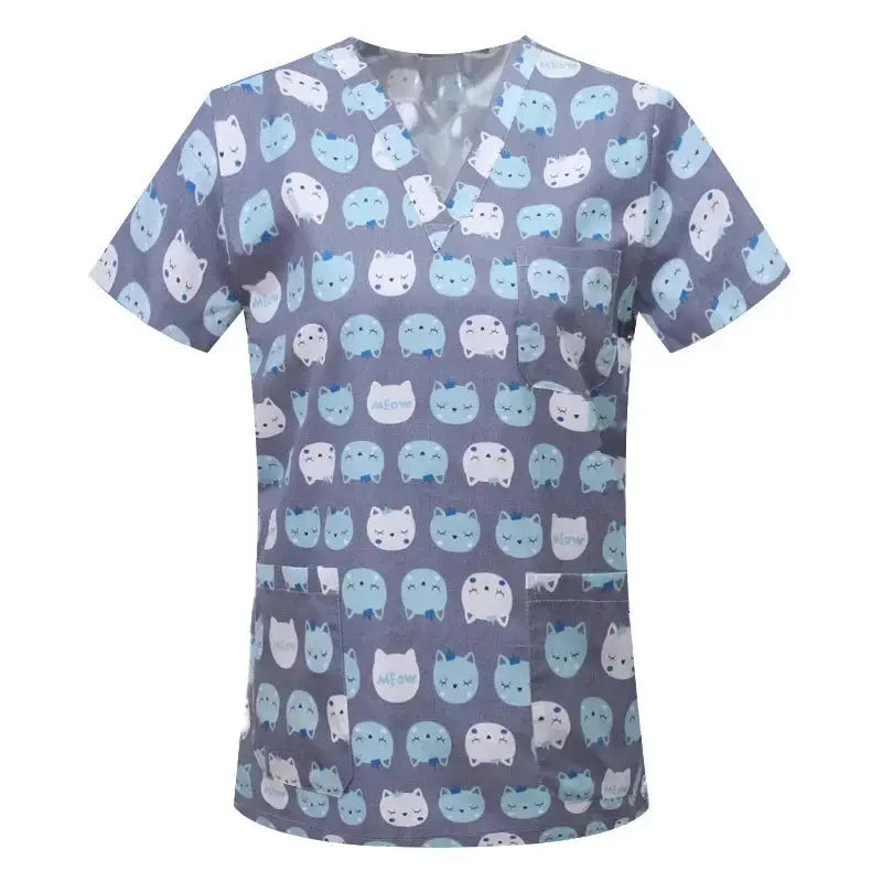 Cartoon Tier drucken Baumwollbluse, chirurgische Scrubs für Tierklinik, Krankenhaus, Krankenpflege CJdropshipping
