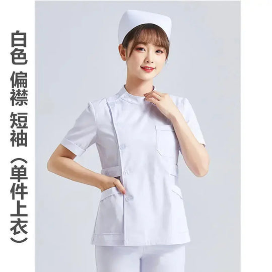 Elite White Krankenschwester Uniform - Frauen Kurzarm verstellbare Scrub Top CJdropshipping
