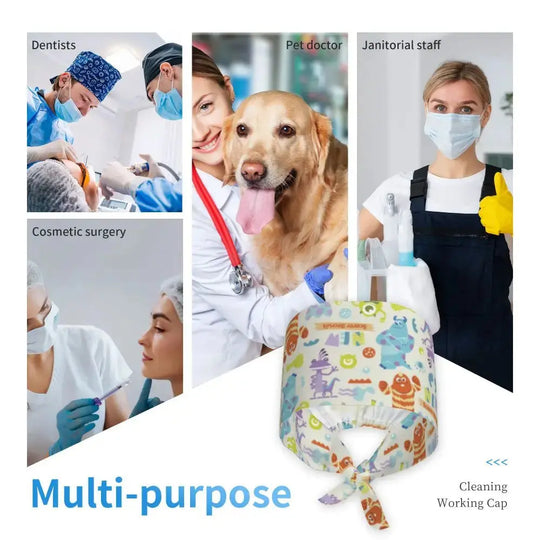 Personalisierte verstellbare Arbeitsmütze mit Monsters University Cartoon, chirurgische Mütze für Männer und Frauen, chirurgische Mütze für Krankenschwestern, Ärzte und Chirurgen MedSurgery Store For Digital Health