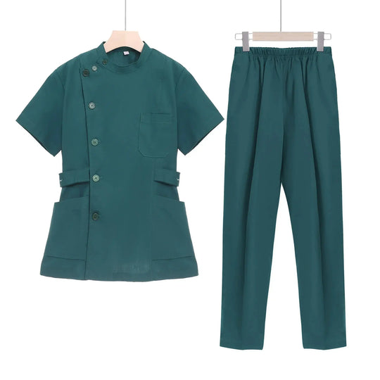 Rosa kurzes OP-Set, medizinische Uniform für Krankenschwester und Arzt, Damenbekleidung, zweiteiliger Krankenpflegeanzug, Schönheitssalon Krankenhauskleid mit Logo MedSurgery Store For Digital Health
