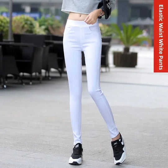 Frauen hohe Taille weiß dünne Leggings, Sommer achtzehn adeazant plonnings, kleine Fuß plonnings sie... MedSurgery Store für digitale Gesundheit