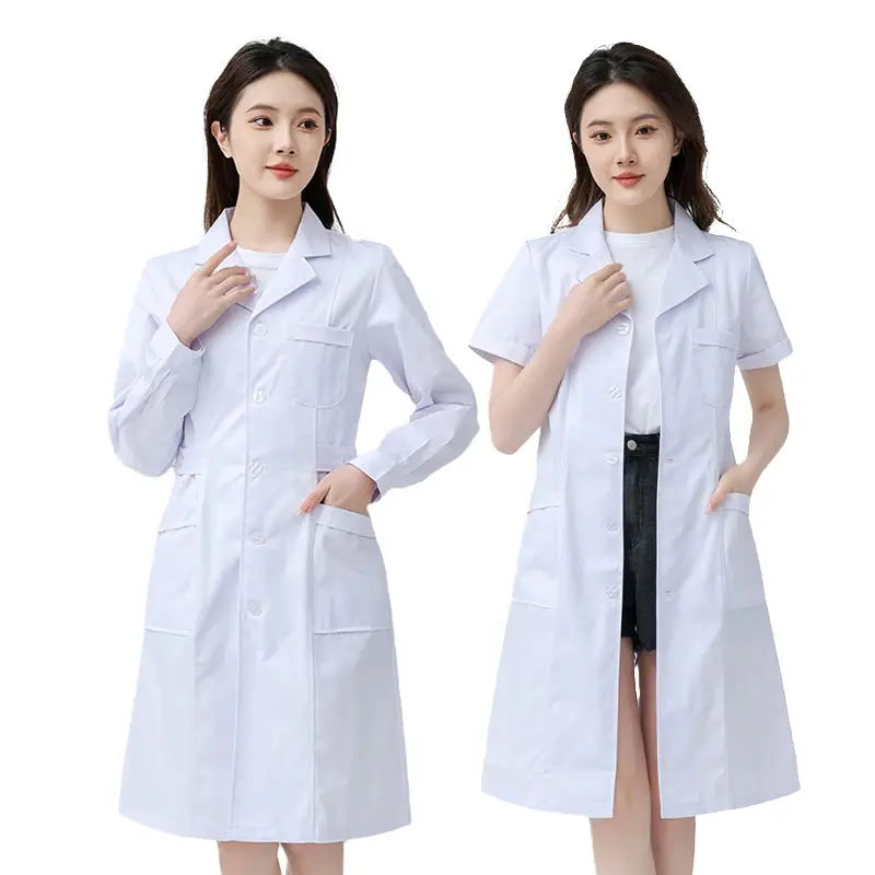 Weißer Arztkittel für Frauen, Baumwollkittel für Krankenschwestern, Arbeitskleidung für Krankenhäuser, wissenschaftliche Laborapotheke professionelle Arbeitsuniform MedSurgery Store For Digital Health