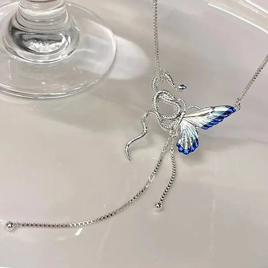 Frauen Schmetterling und Schlange Anhänger Halskette, Y2K Punk Quaste Choker, Cosplaying Schmuck Zubehör MedSurgery Store für digitale Gesundheit