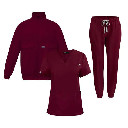 Work Top, Arzt und Krankenschwester Uniform, Plain Pants mit mehr Taschen, Dental Scrub Pants, Unisex Scrubs, 3 Stück Set CJdropshipping