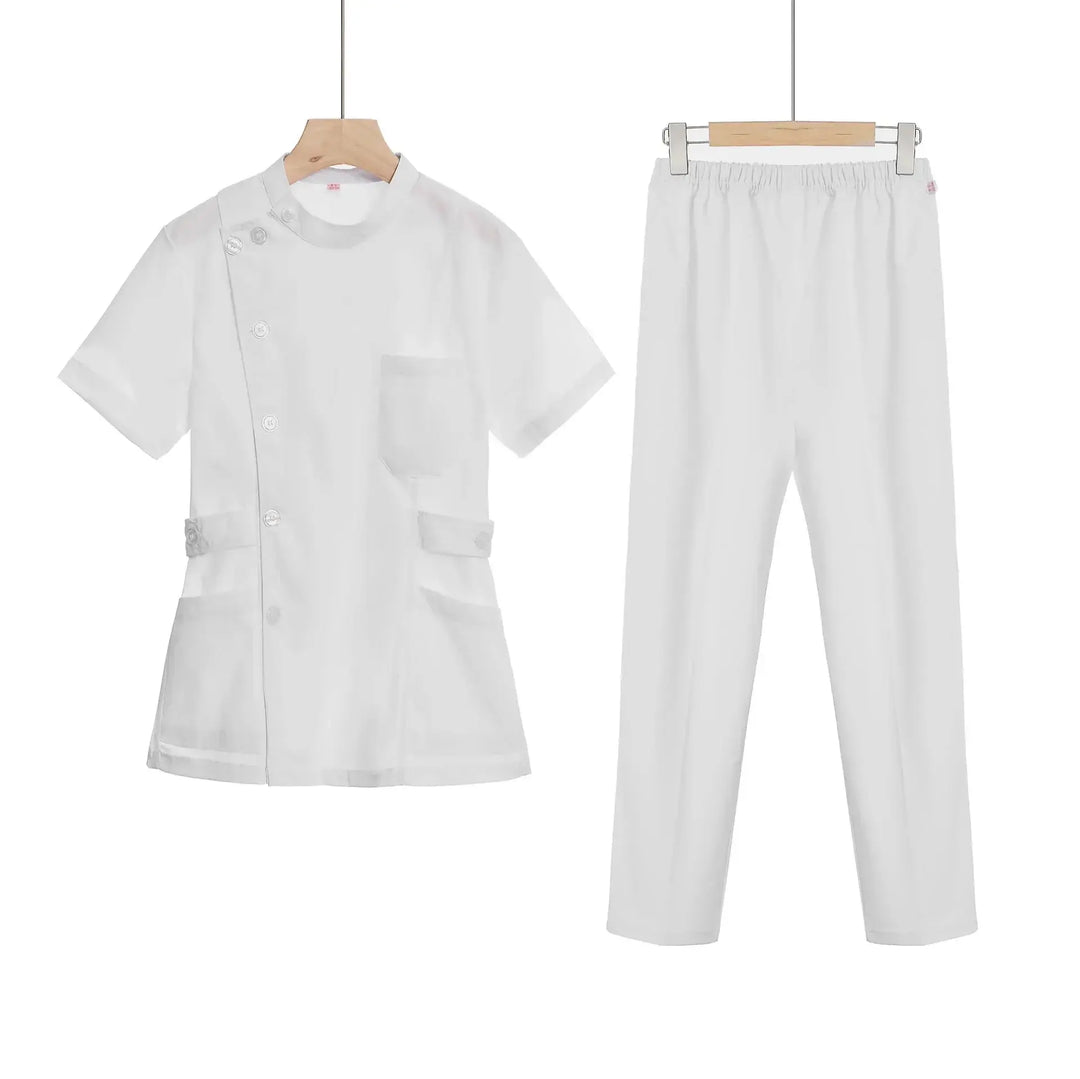 Rosa kurzes OP-Set, medizinische Uniform für Krankenschwester und Arzt, Damenbekleidung, zweiteiliger Krankenpflegeanzug, Schönheitssalon Krankenhauskleid mit Logo MedSurgery Store For Digital Health