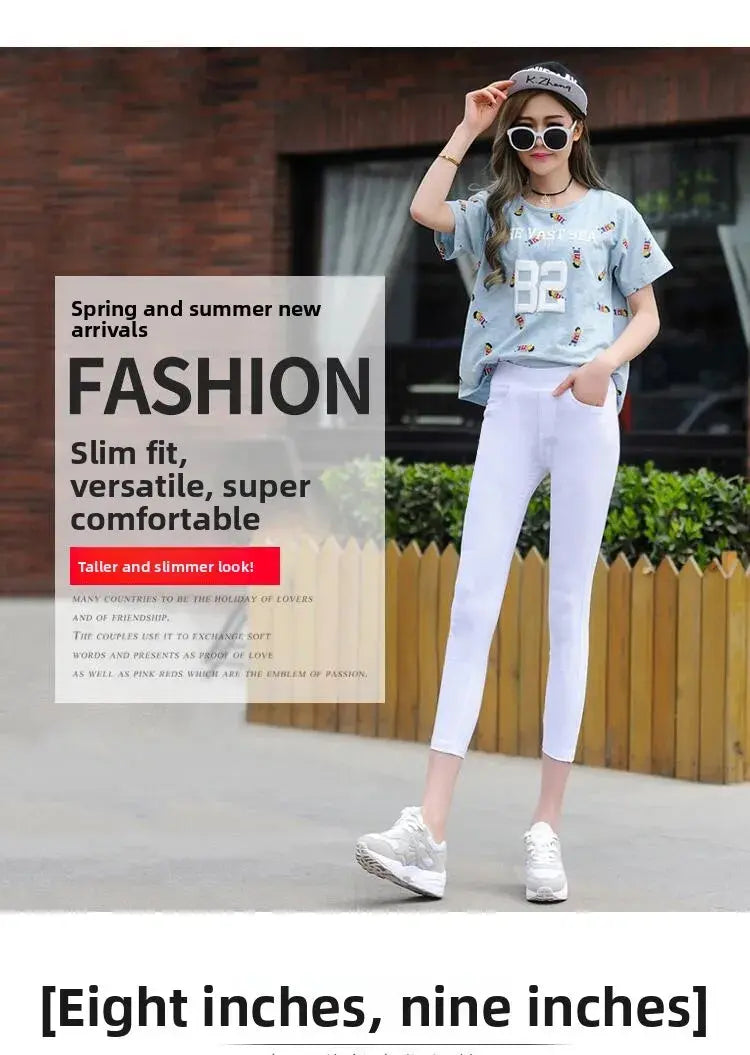 Frauen hohe Taille weiß dünne Leggings, Sommer achtzehn adeazant plonnings, kleine Fuß plonnings sie... MedSurgery Store für digitale Gesundheit